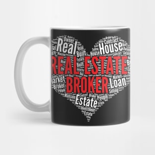 Real estate broker Heart Shape Word Cloud Design print Mug